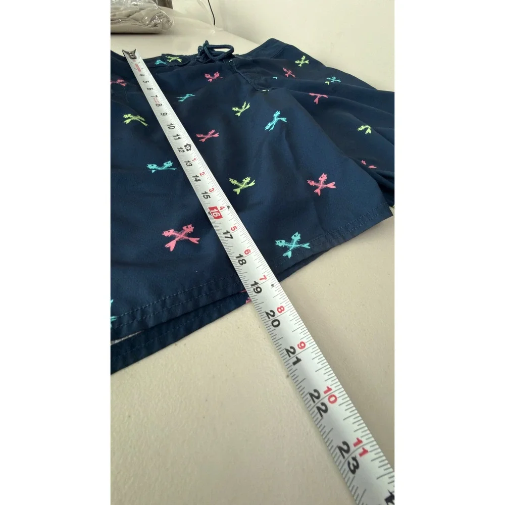 Vineyard Vines Board Shorts Men's Size 33 Navy Blue Neon Fish Skeleton Print